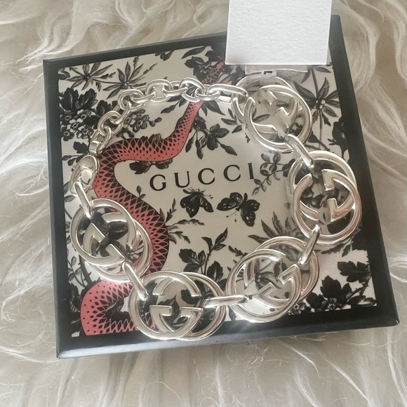 Gucci Britt GG Logo Silver Bracelet*NWB - Picture 7 of 8